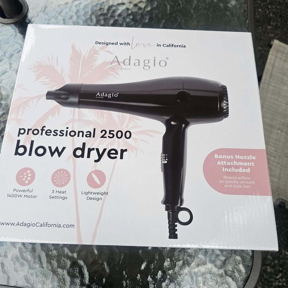 Adagio California Professional 2500 Blow Dryer 1400W Hair Dryer NEW Sealed